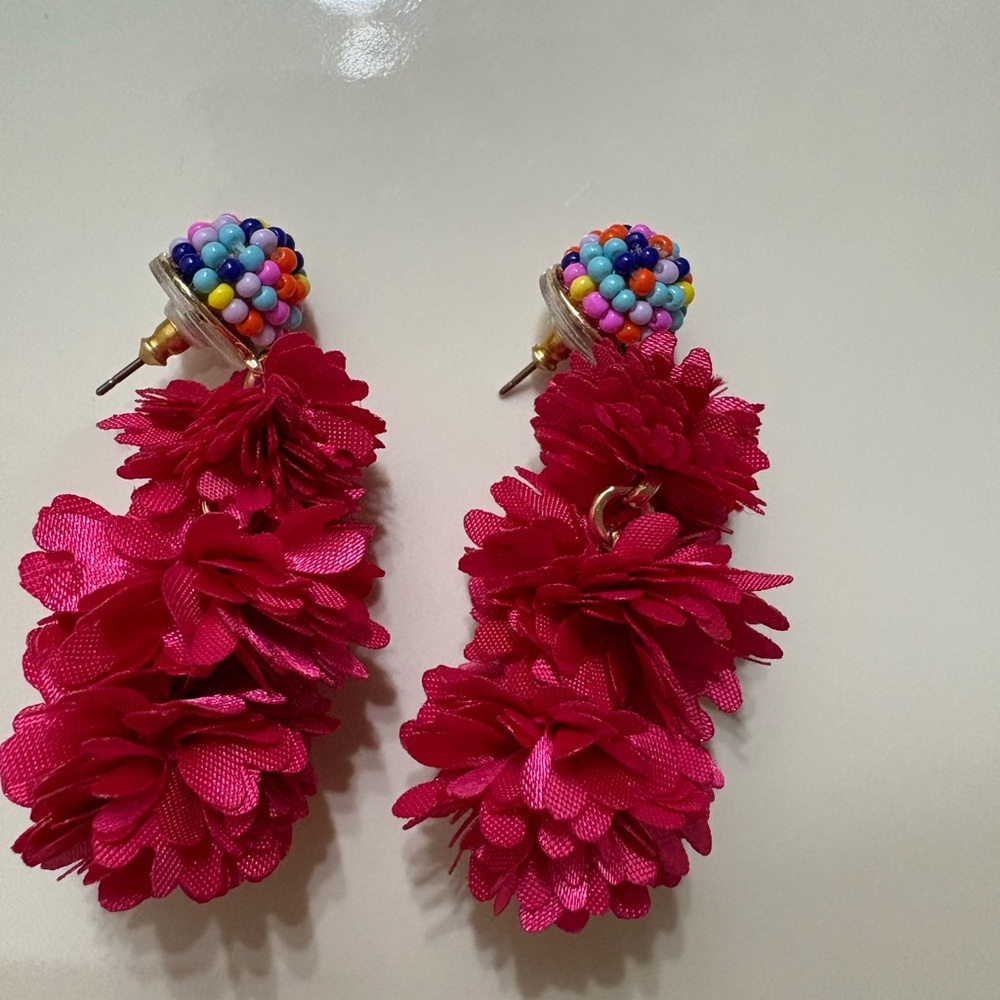 J. Crew Factory Pink Floral Earrings - Picture 4 of 4